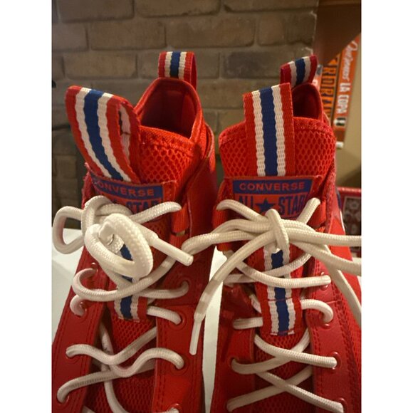 Converse Chuck Taylor All Star High-Top Sneakers Red/White/Blue Striped Accents - Picture 9 of 12